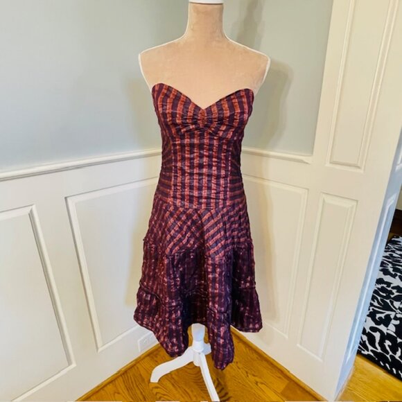 Nicole Miller Collection Vintage 90's Shimmering Strapless Corset Mini Dress 10 - Picture 2 of 10